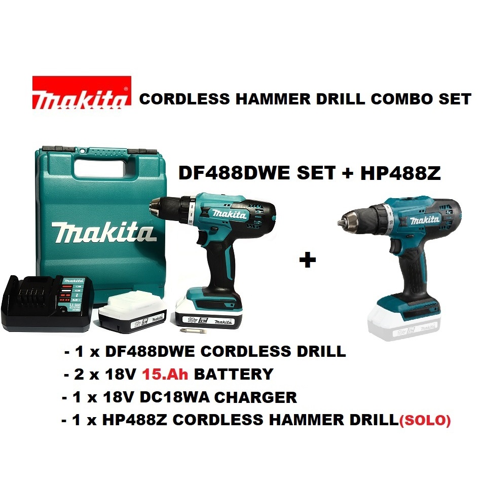 MAKITA 18V(G-Battery) DF488DWE CORDLESS DRILL / HP488DWE CORDLESS ...