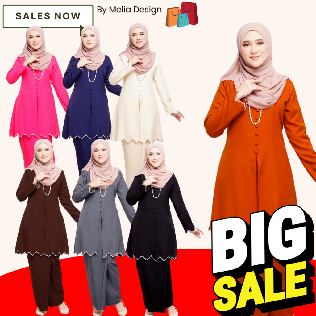 By Melia Design Baju Hot Raya 2024 Kebaya Moden Sulam Biku Cotton