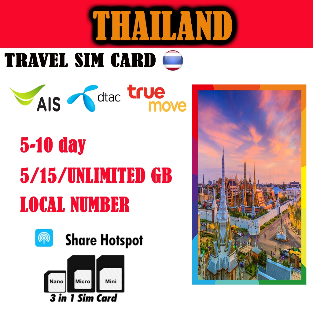 Thailand Sim Card,Thailand Travel Sim Card, Travel Prepaid Sim Card ...