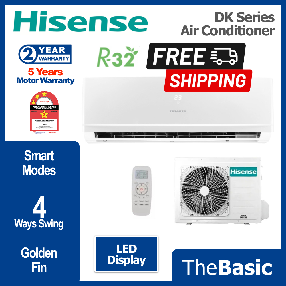 Free Shipping Hisense Aircond R32 Non Inverter Air Conditioner 4 Ways Swing An10dkgan13dkg 6343