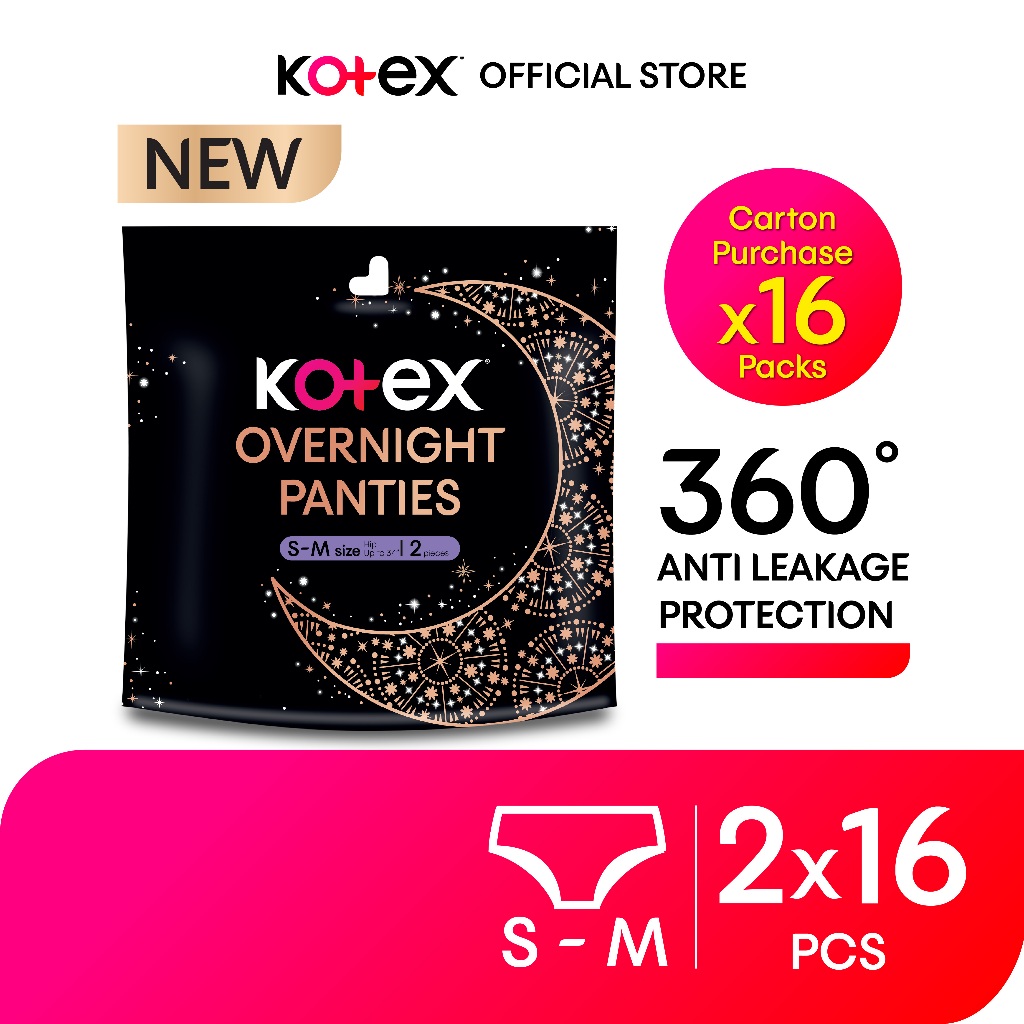 Kotex Overnight Panties SM Size (16 Packs x 2 Pcs) Shopee Malaysia