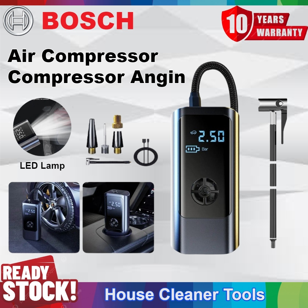 BOSCH Air Compressor Air Pump Tyre Inflator Compressor Angin Pump Tyre Air  Pump Portable Tyre Pump