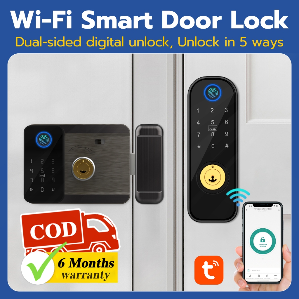 Tuya Smart Fingerprint Door Lock - Digital Password & Keyless Entry With APP Control
