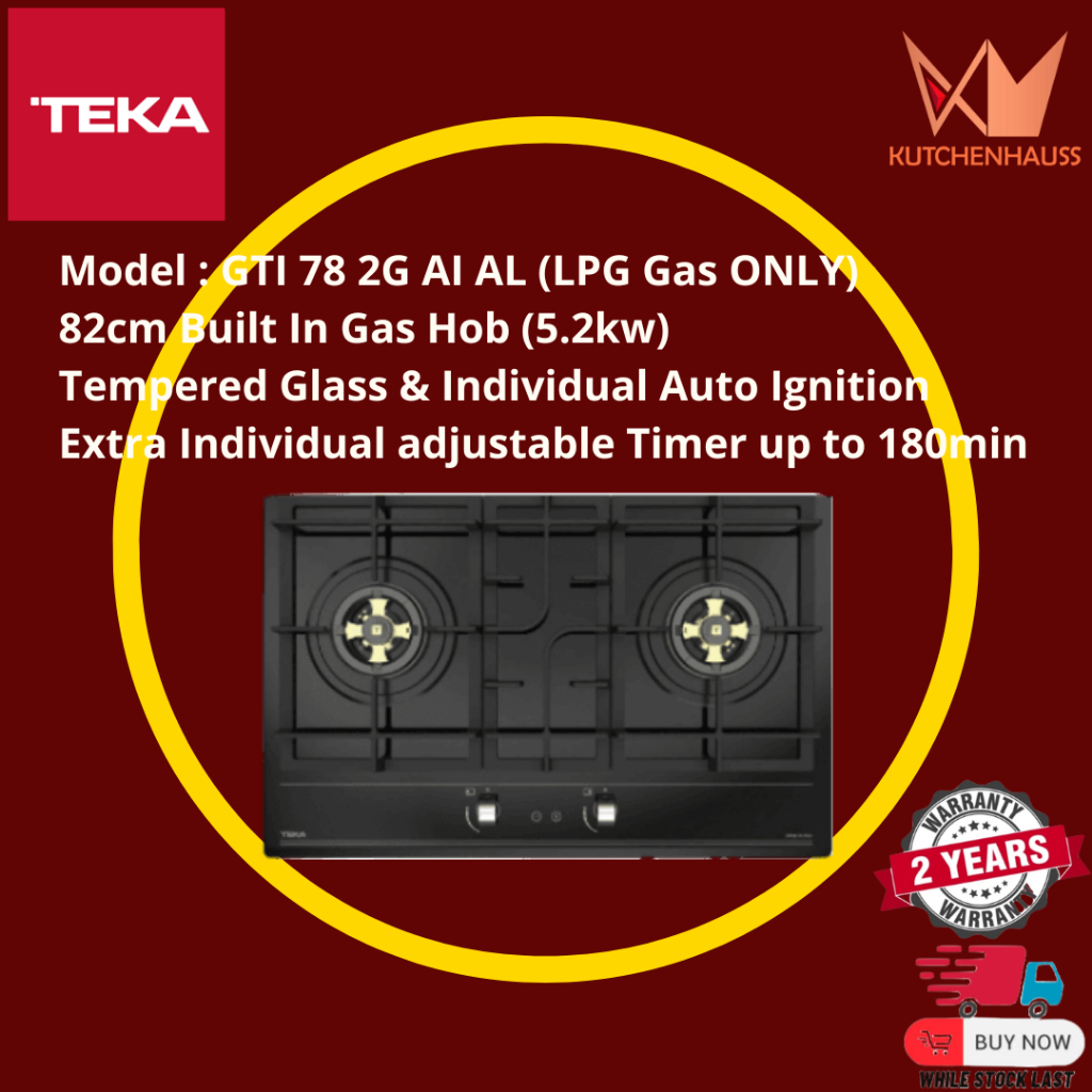 TEKA 78cm Built In Gas Hob GTI 78 2G AI AL / Gas Stove / Dapur Gas