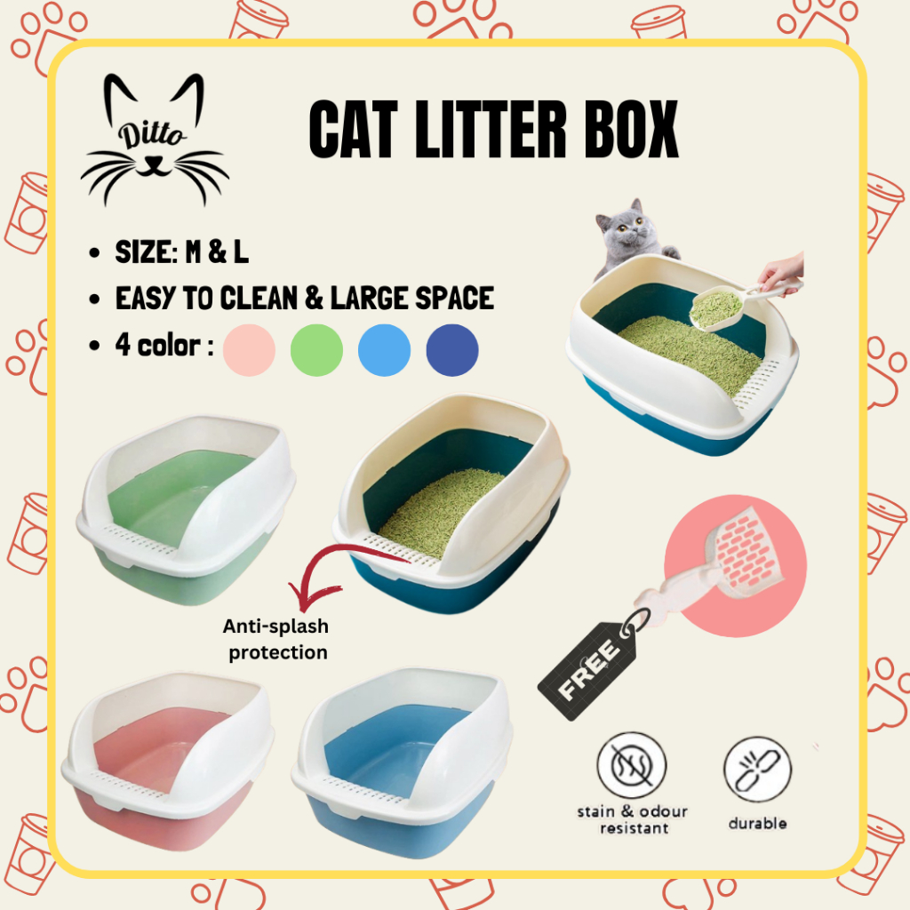DITTO European Cat Litter Box Tray Cat Toilet Tandas Kucing FREE SCOOP ...