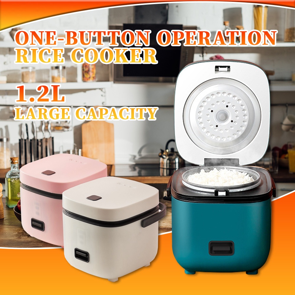 1.2L Mini Rice Cooker with Non-stick Pot and Steamer Handle