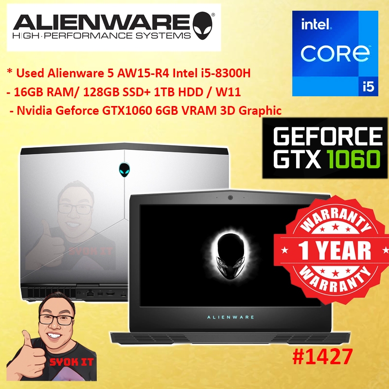 #1427 *Used Alienware 5 AW15R4 Intel Core i5-8300H 16GB 128GB+1TB HDD ...