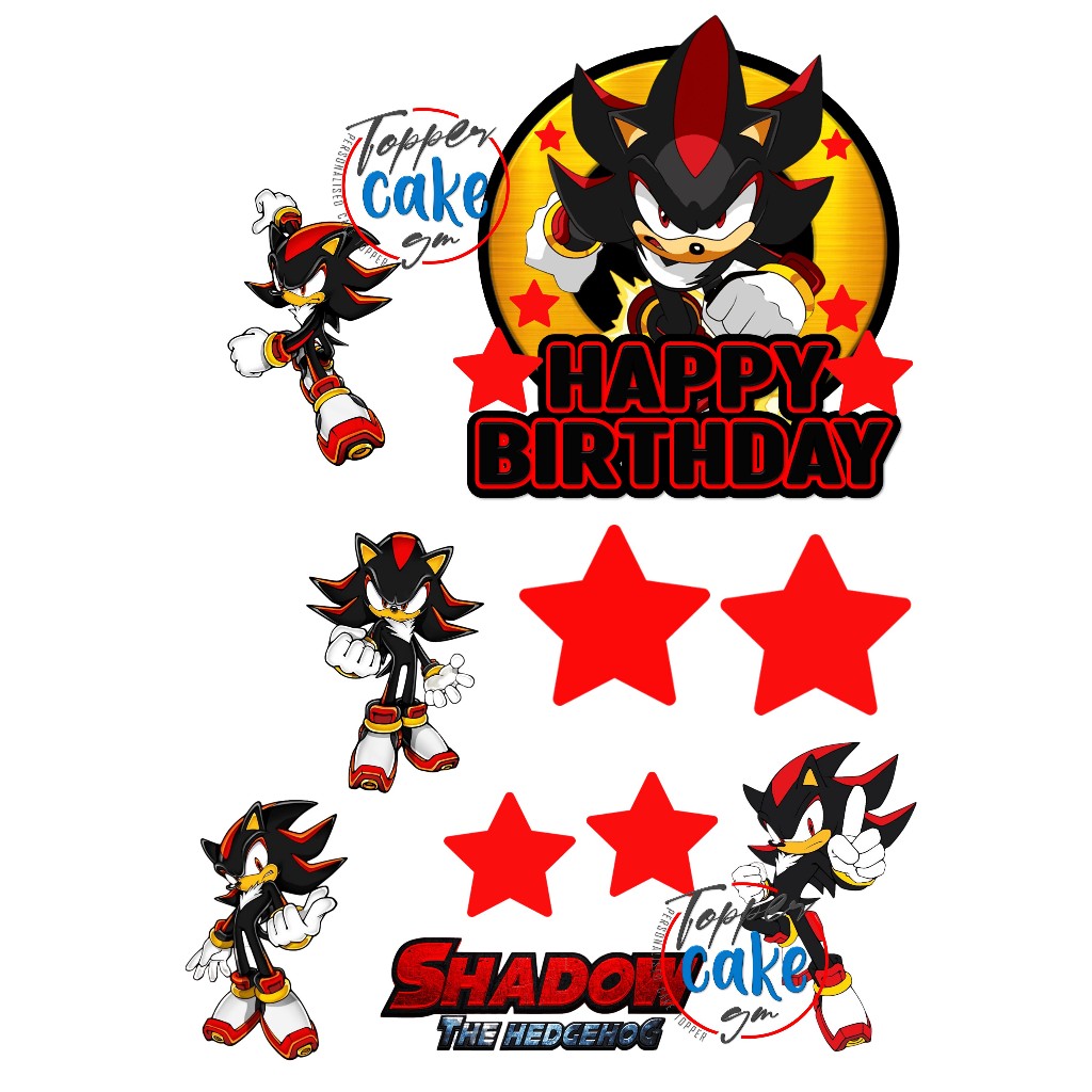 Happy Birthday Topper Cake SONIC SHADOW (CUSTOM NAME) | Shopee Malaysia