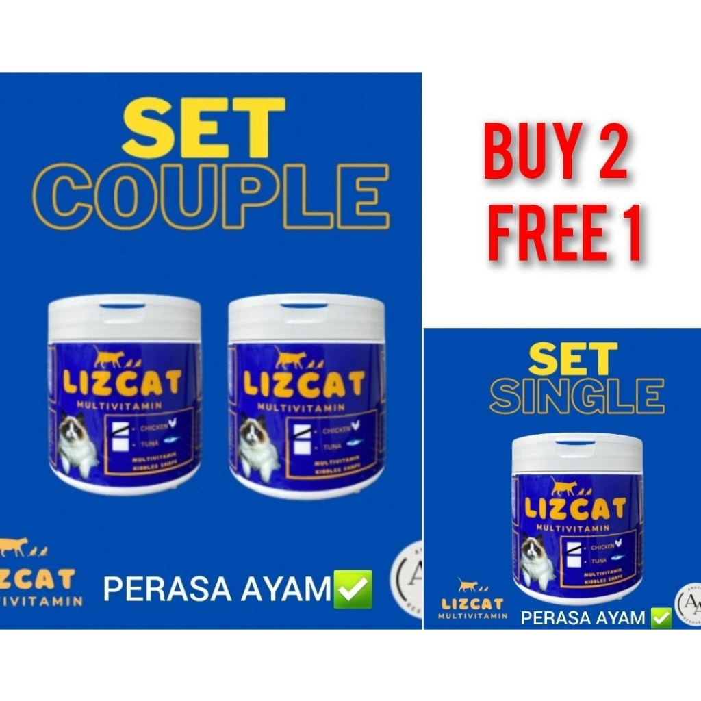 LIZ CAT MULTIVITAMIN KUCING (Bentuk kibbles + ready stock+ buy 2 free 1 ...