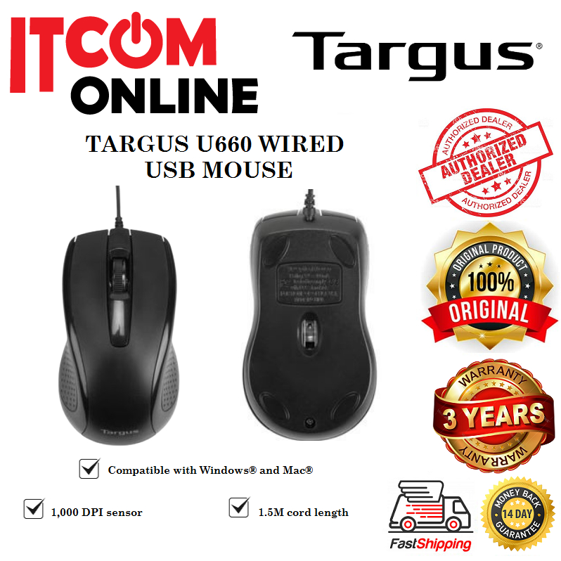 TARGUS U660 USB WIRED MOUSE BLACK (AMU660) Shopee Malaysia