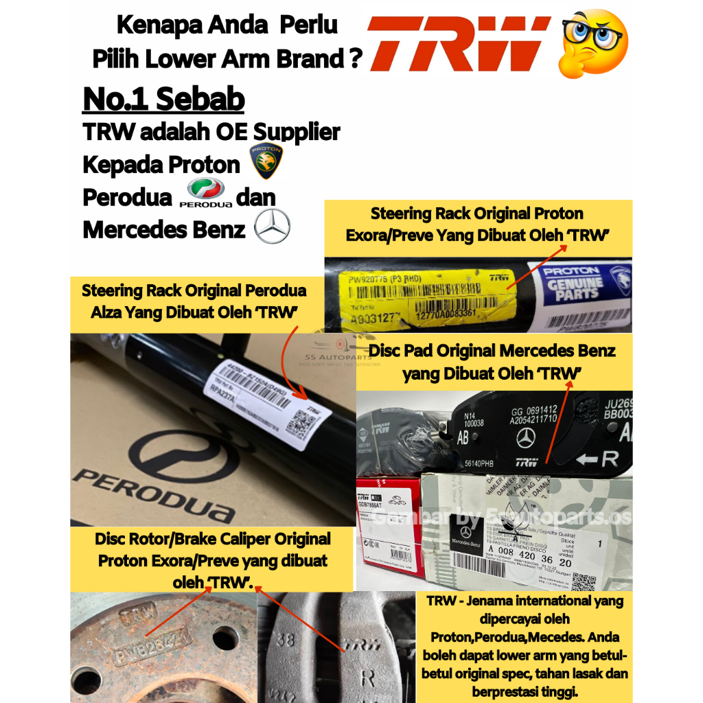 TRW Perodua Myvi 1st Gen D73A / 2nd Gen D54T Lagi Best Heavy Duty Lower ...