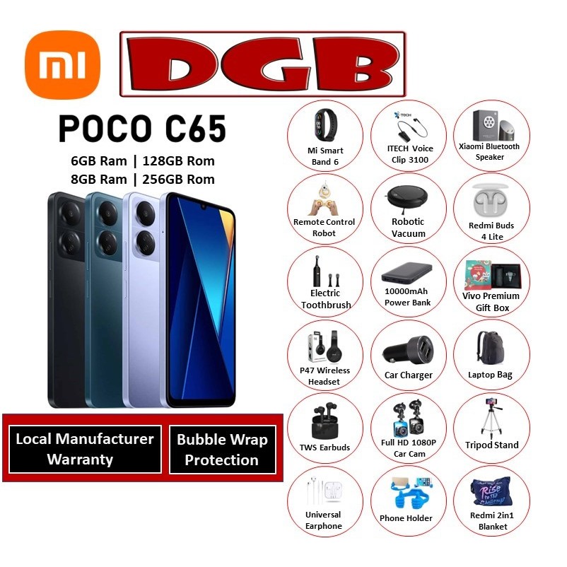 POCO C65 (256GB+8GB, 128GB+6GB) Smartphone - 1 Year Warranty by Xiaomi  Malaysia