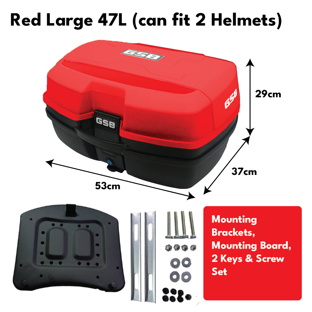 GSB Box Motor Motorcycle Givi Top helmet Box Trunk 47L Motorsikal