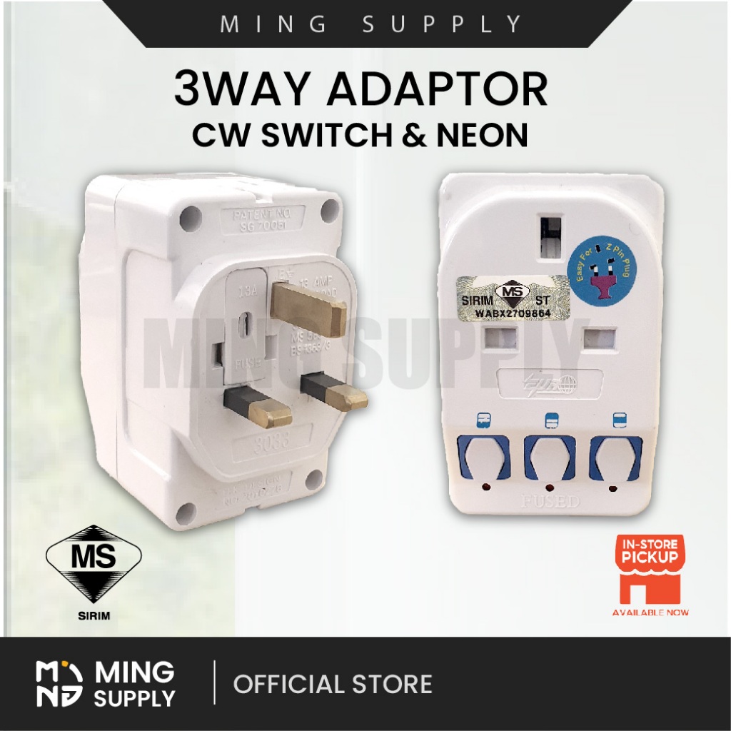 (Sirim) 3 Way Multiple Adaptor Individual On Off Switch 13A Adapter 3 ...