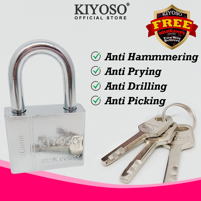 KIYOSO Stainless Steel High Security Heavy Duty Padlock 50MM Durable ...