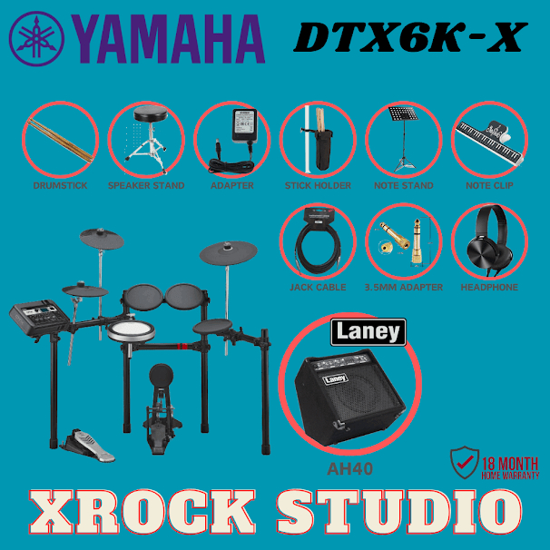 Yamaha DTX6KX 5Piece Electronic Drum Set with Amplifier,Drumsticks