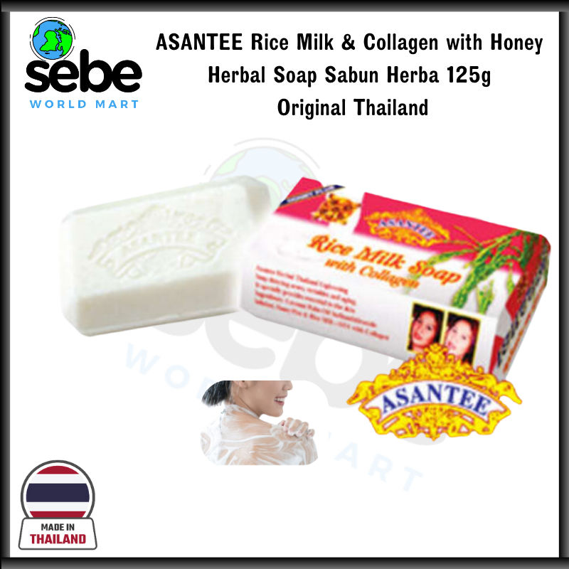 ASANTEE Rice Milk & Collagen with Honey Herbal Soap 125g Sabun Herba