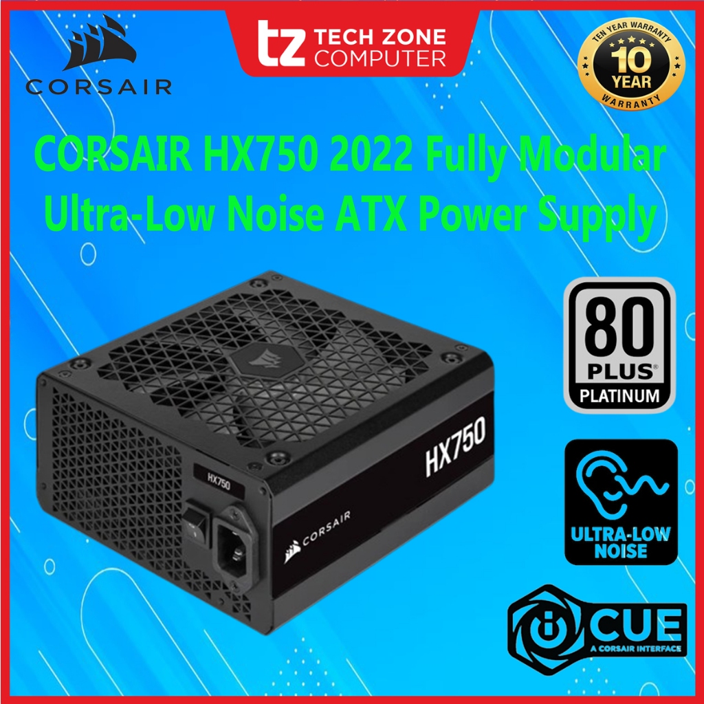 CORSAIR HX750 2022 Fully Modular Ultra-Low Noise ATX Power Supply CP ...