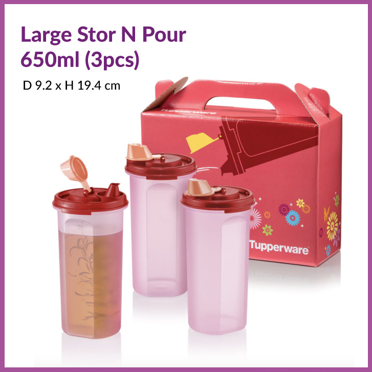 Tupperware Large Stor N Pour with Gift Box 650ml (3pcs) | Shopee Malaysia