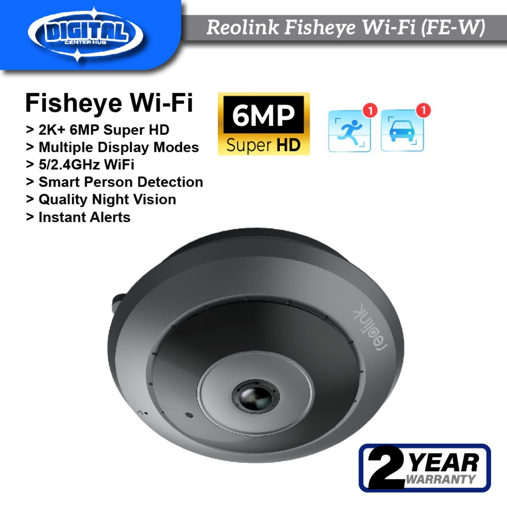REOLINK Fisheye WiFi FEW 2K+ 6MP 360° Panorama 2.4/5GHz WiFi Indoor Security Camera