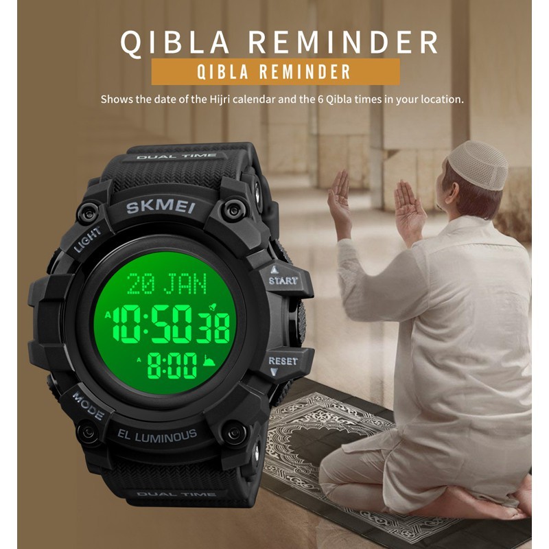 Jam Kiblat dan Watku Solat Skemi 1680 Digital Watch with Qibla