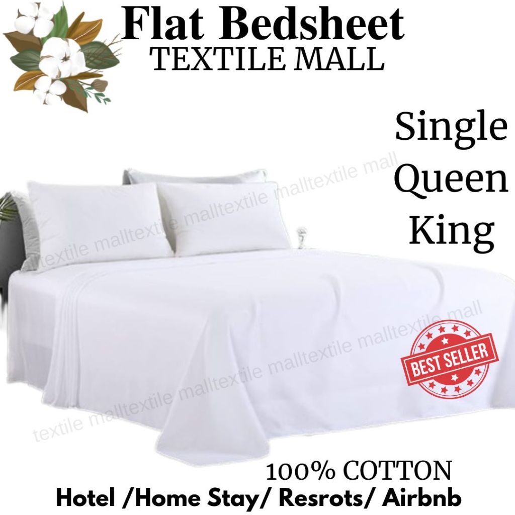 Hotel Standard Plain White Flat Sheet Fitted Sheet Hotel Cadar Putih