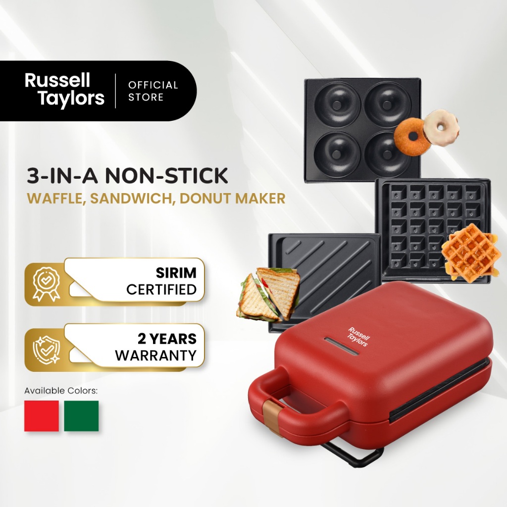 Russell Taylors 3in1 Waffle Maker Sandwich & Donut Maker WM3 Shopee