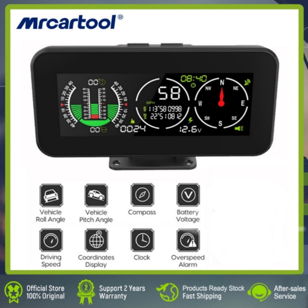 MRCARTOOL M60 Head- Up Display HUD GPS Slope Meter Speedometer Voltage ...