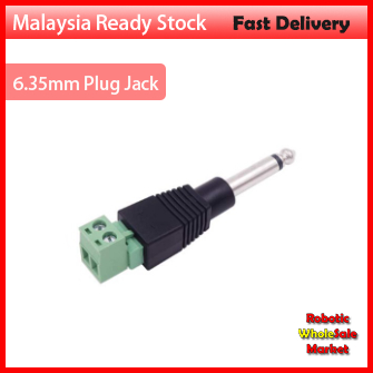 6.35mm Solderless Replacement Plug Jack TS 2 Pole Mono Male 14 Screw Terminal