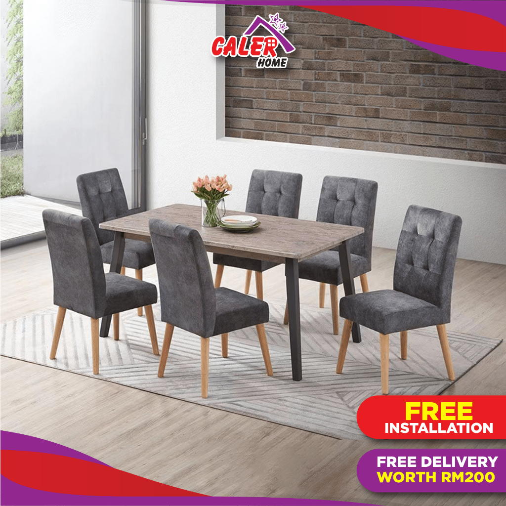 Caler Home ETO 1 + 6 Dining Set [Free Installation] | Shopee Malaysia