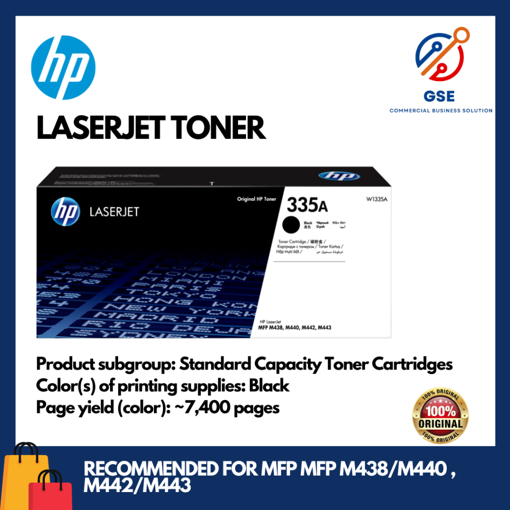 HP 335A Black Original LaserJet Toner Cartridge (W1335A/W1335X)-FOR ...