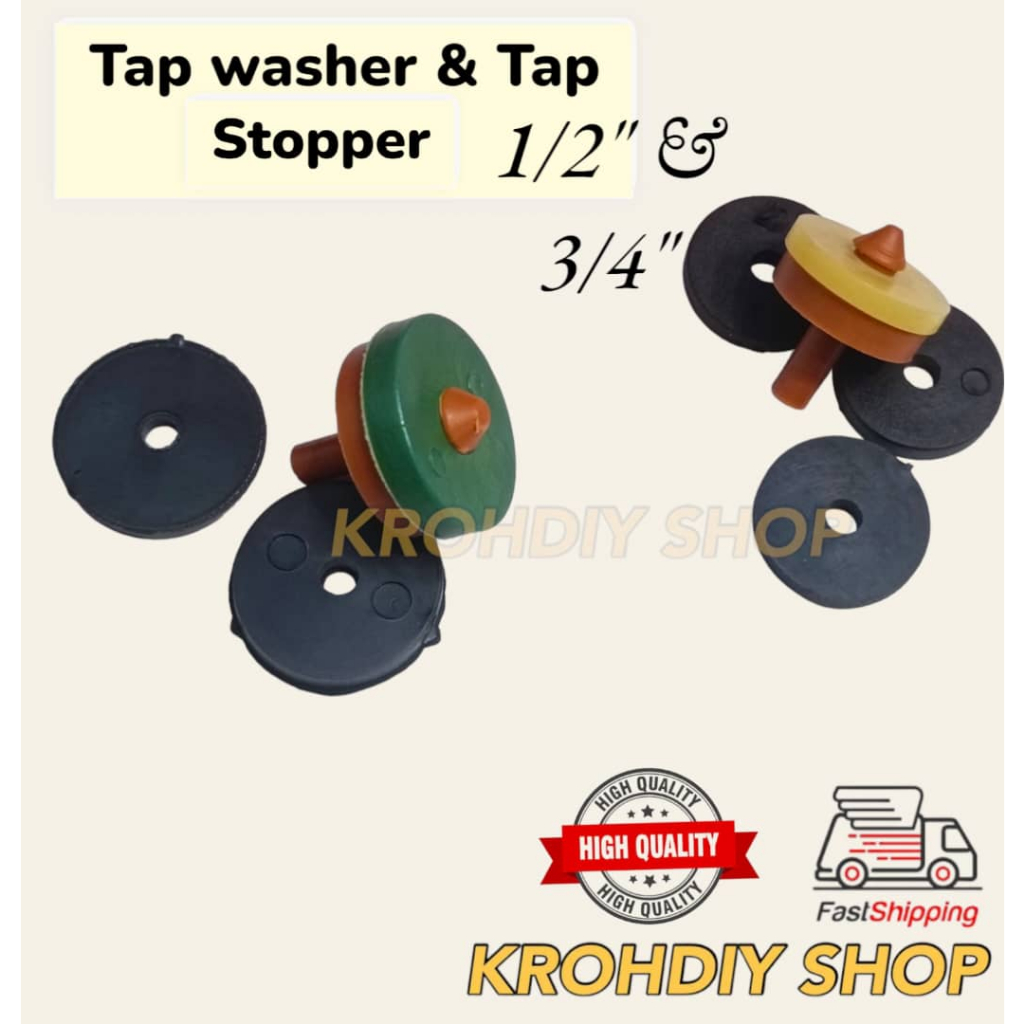 Tap Stopper 1/2'' & 3/4'' and Tap Washer 1/2" & 3/4" Brass Tap Stopcock