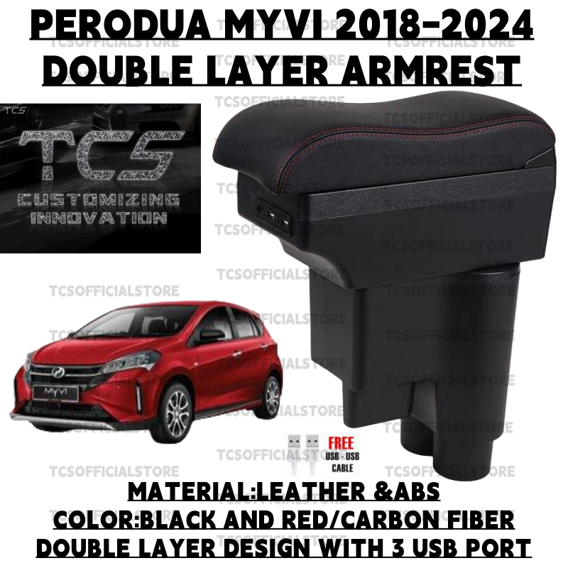 This TCS PERODUA MYVI GEN3 2018-2024 Double Layer Arm Rest Box is the ...