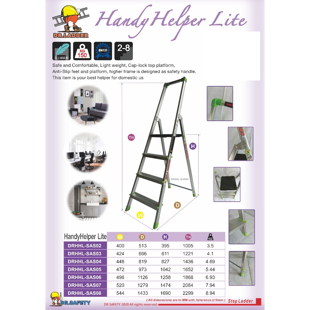 Dr Ladder Aluminium Household Step LadderLoad Capacity-150Kgs DRHHL ...
