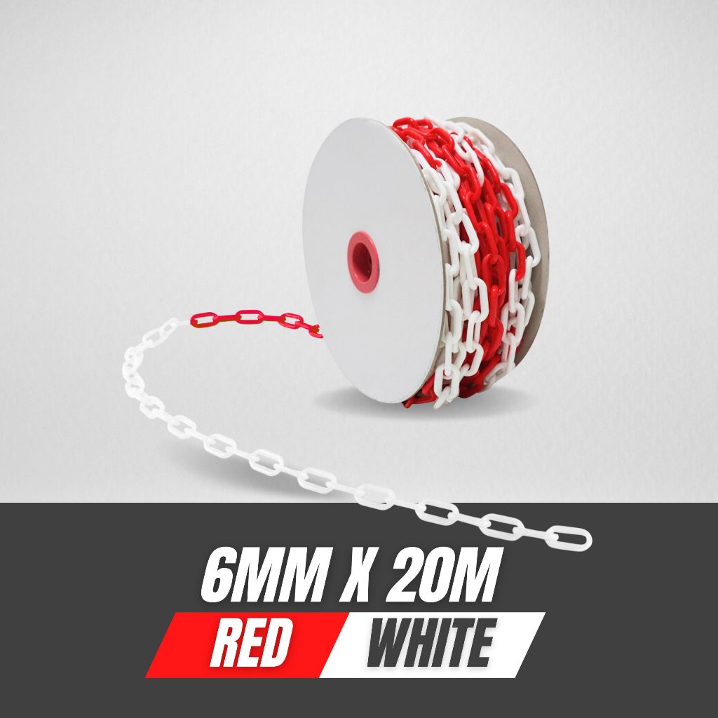 20meter ( 1 ROLL ) Plastic Chain 6mm Width for Safety Road Cone PVC ...