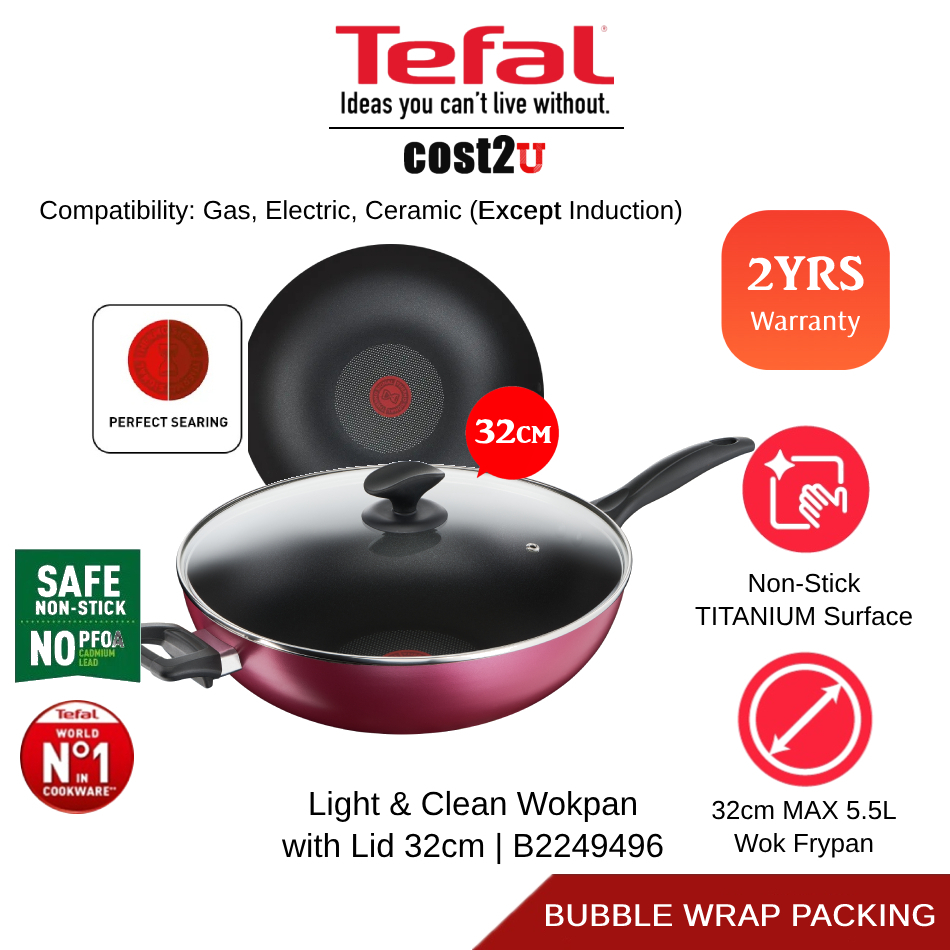 Tefal Non Stick Natura Deep Frypan Wokpan 24 32cm B22665 B22694 B22606 Kuali Big Fry Pan Deep