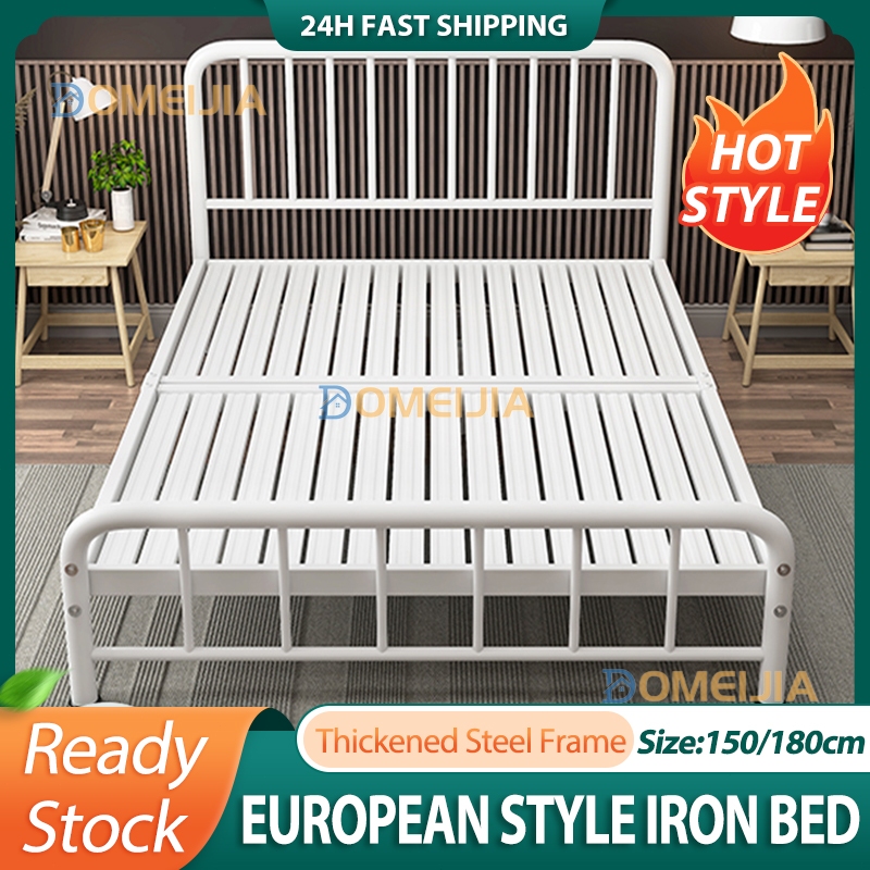 【Ready Stock】Metal Bed Frame Queen Duty Heavy Iron Bed Katil Bujang ...