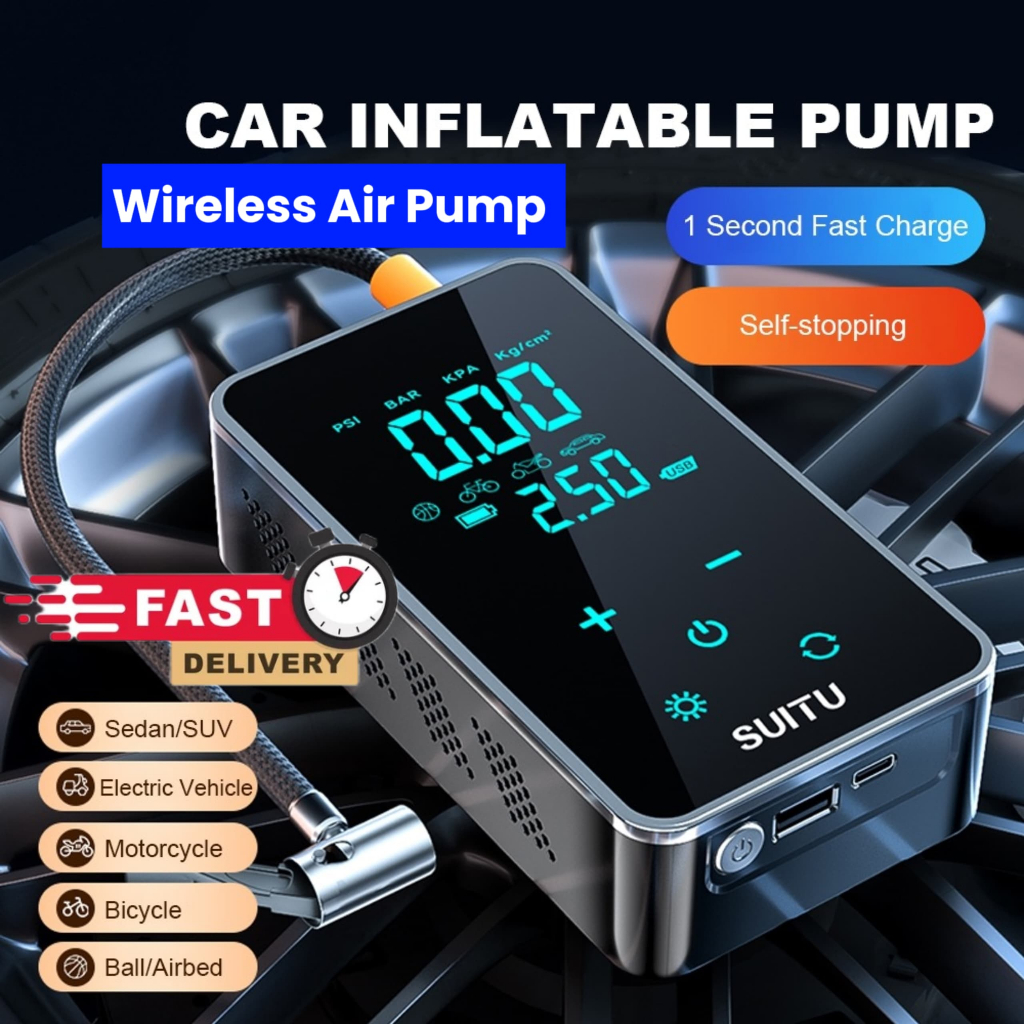 Digital Touch Screen 18800mAh Car Air Pump Mini Tyre Inflator Wireless ...