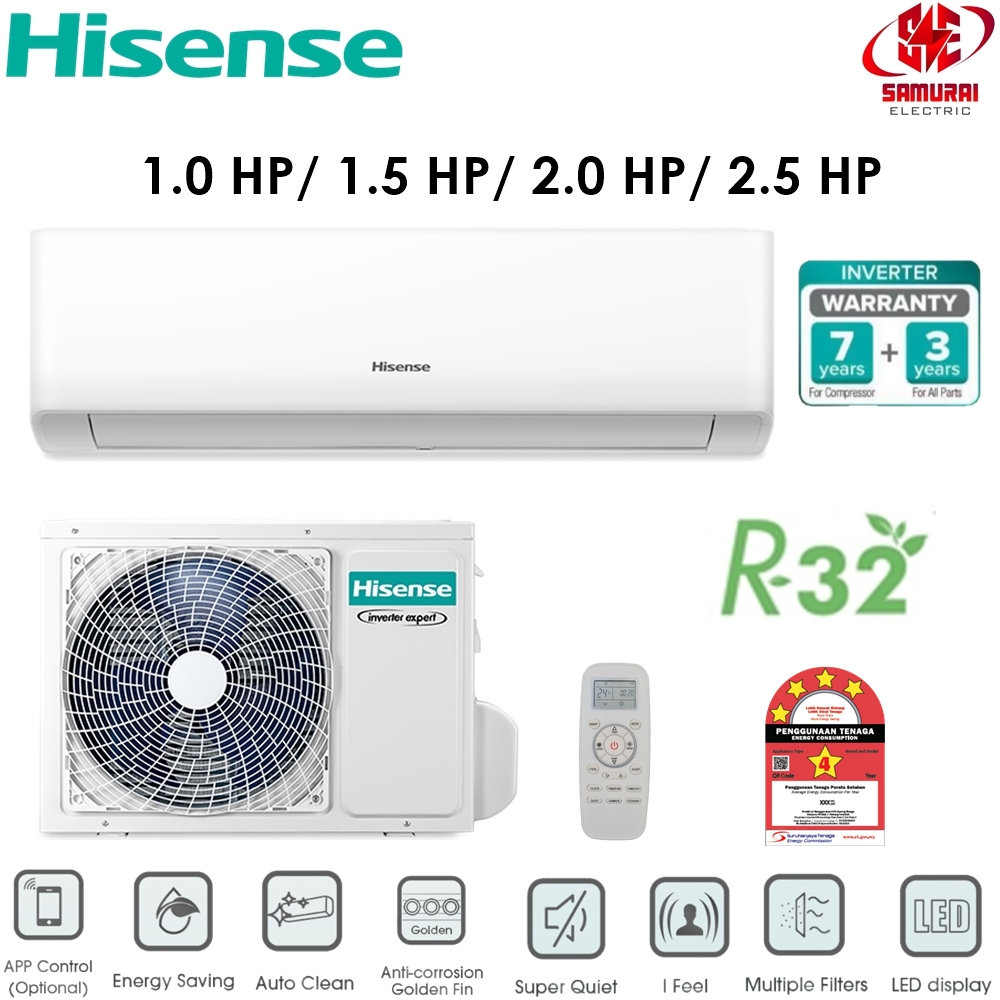 HISENSE INVERTER R32 AIR CONDITIONER WITH AUTO CLEAN 1HP - 2.5HP ...