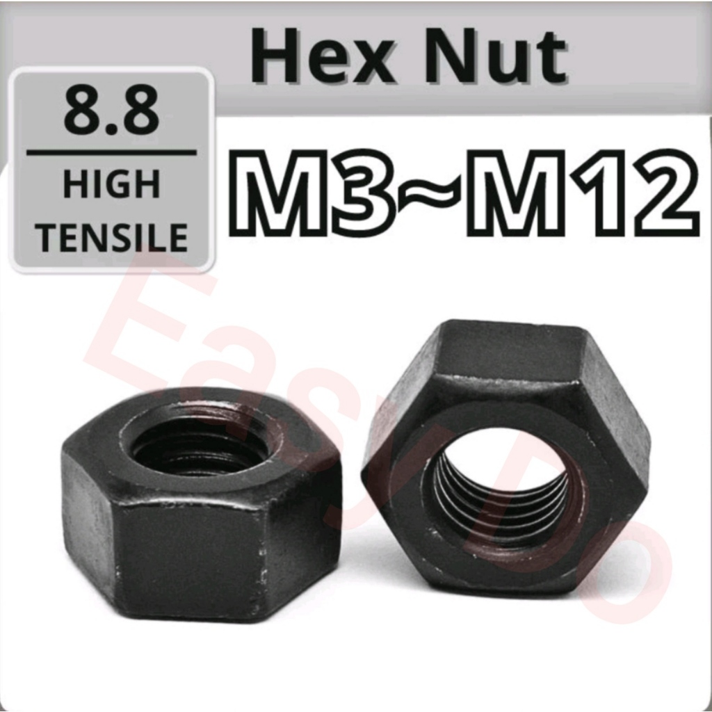 M3 M4 M5 M6 M8 M10 M12 Hex Nut | Black Oxide Coating| Hexagon Nut ...