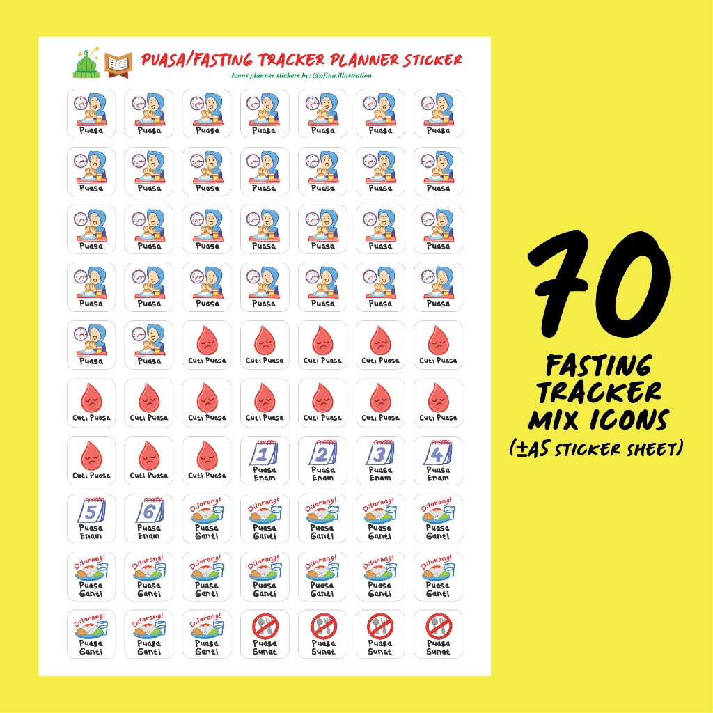 Puasa Fasting Ramadan Planner Clear Sticker - Puasa Ganti Sunat Enam ...