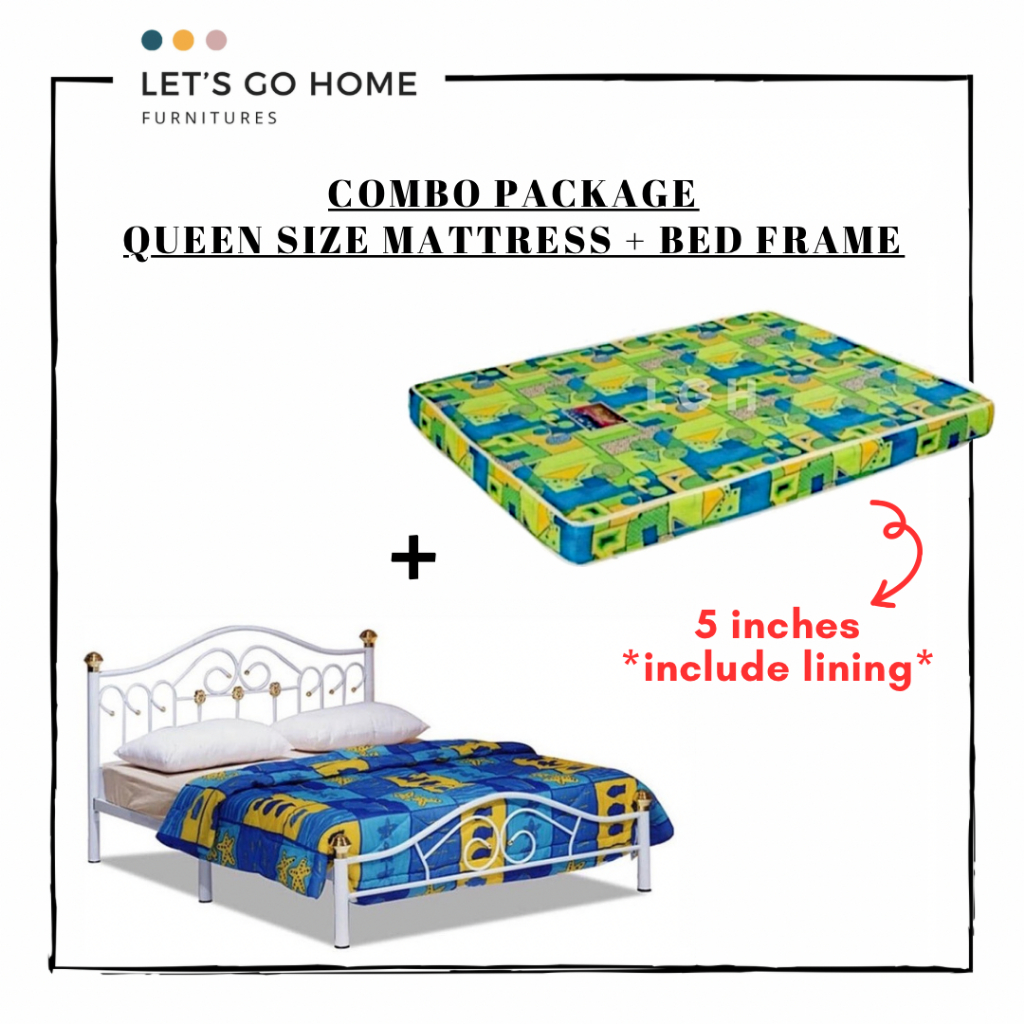 Simple Metal Queen Bed Frame | Katil Besi Queen Size | Queen Bed Frame ...