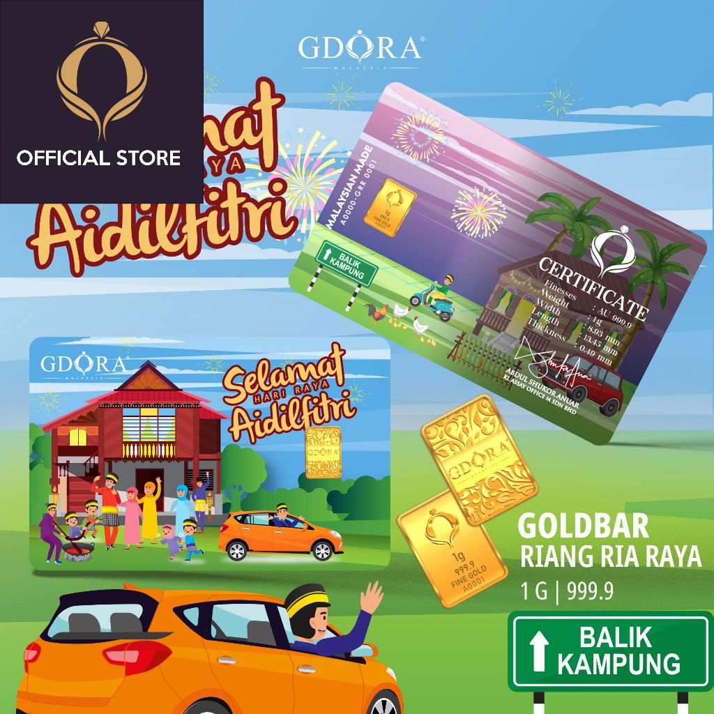 GDORA@Goldbar Riang Ria Raya 1g | Shopee Malaysia