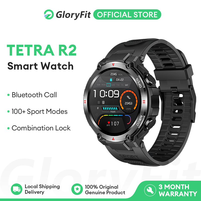 Gloryfit Tetra R2 Smart Watch Men'S Bluetooth Call Touch Screen Waterproof Music Heart Rate