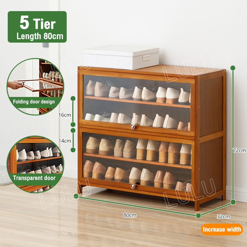 LULU Shoe Cabinet Rack Kasut 3 11Layers Rattan Door 30 Pairs Of Shoes Storage Cabinet Wood Shoe Kabinet Kasut Shopee Malaysia