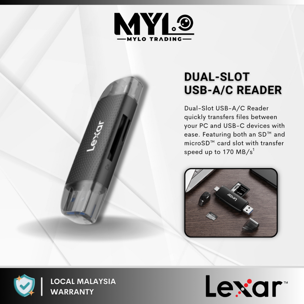 Lexar microSD RW310 USB3.2 Dual-Slot USB-A/C Reader ( LRW310U-BNBNG ...