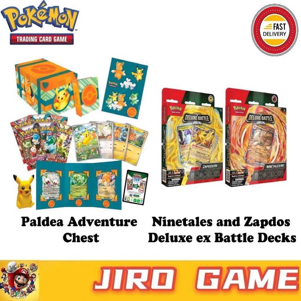 Pokemon TCG Paldea Adventure Chest / and Zapdos Deluxe EX Battle Deck (NEW) Shopee