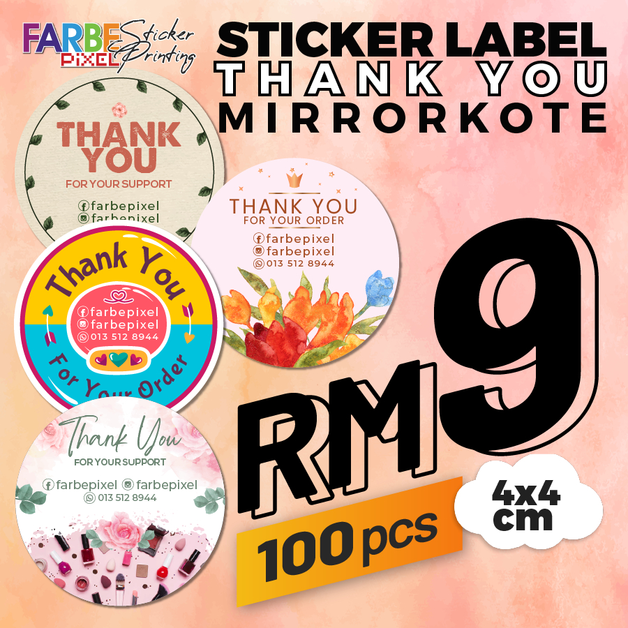 Custom Text Thank You Sticker Sticker Terima Kasih Sticker Label Appreciation Sticker 4837