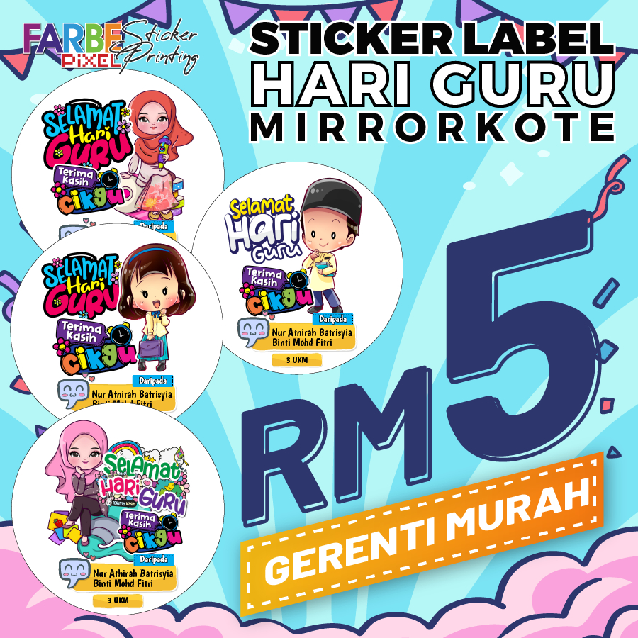 (CUSTOM NAME) Sticker Selamat Hari Guru | Happy Teachers Day | cantik ...