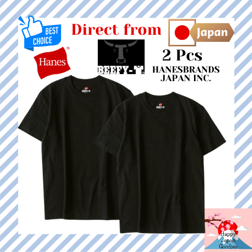 Hanes Men s Beefy Crew Neck T Shirt BEEFY T 2 Pieces Black Gray Blue 100 Cotton Heavyweight HANESBRANDS JAPAN INC. Direct from Japan Shopee Malaysia